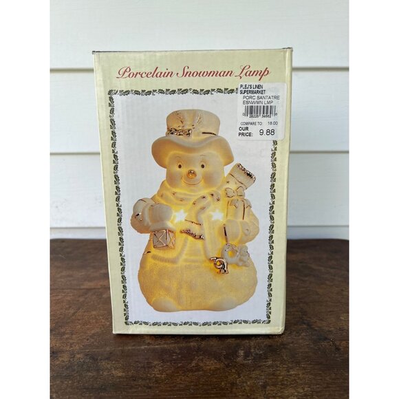 Vintage Porcelain Snowman Lamp With Bulb Included E3 - Picture 3 of 5